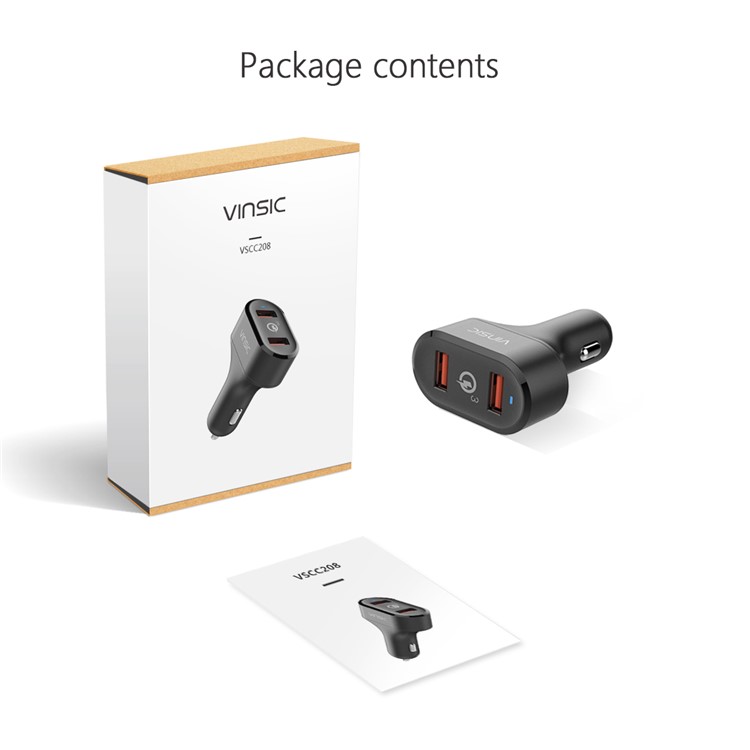 VINSIC VSCC208B Two USB Ports Quick Charge QC3.0 Car Charger for iPhone Samsung Huawei - Black-8