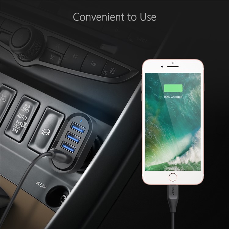 VINSIC VSCC401B 5V 8A (40W) 4-Port USB Smart Car Charger - Black-11