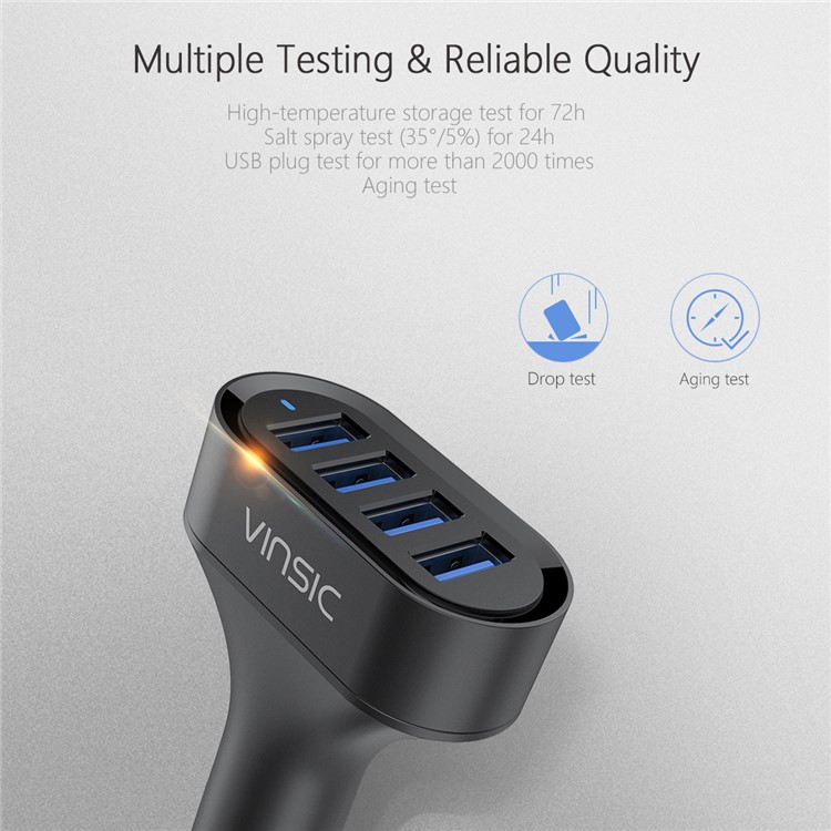 VINSIC VSCC401B 5V 8A (40W) 4-Port USB Smart Car Charger - Black-7