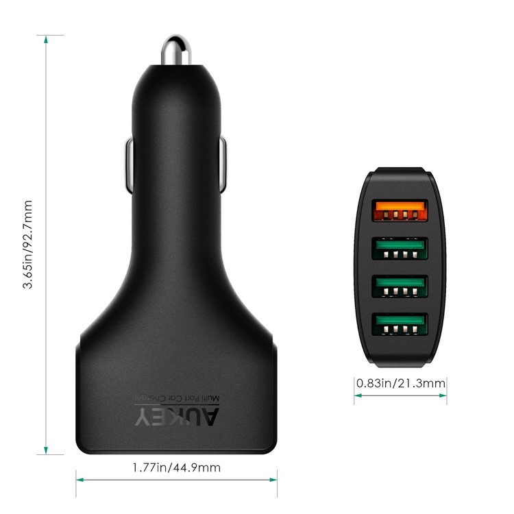 AUKEY CC-T9 4 Ports USB Car Charger with Quick Charge QC3.0 Output for iPhone Samsung Huawei-5