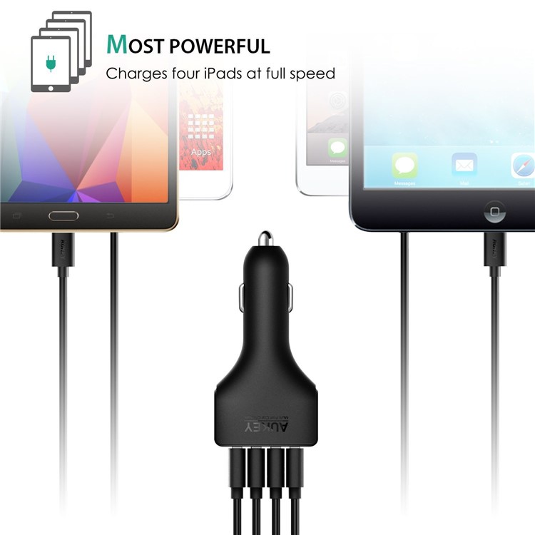 AUKEY CC-T9 4 Ports USB Car Charger with Quick Charge QC3.0 Output for iPhone Samsung Huawei-7