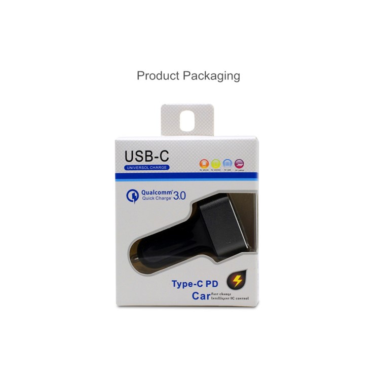 69W Type-C + QC 3.0 USB Port Car Charger for Phones, Tablets and PCs - Black-6