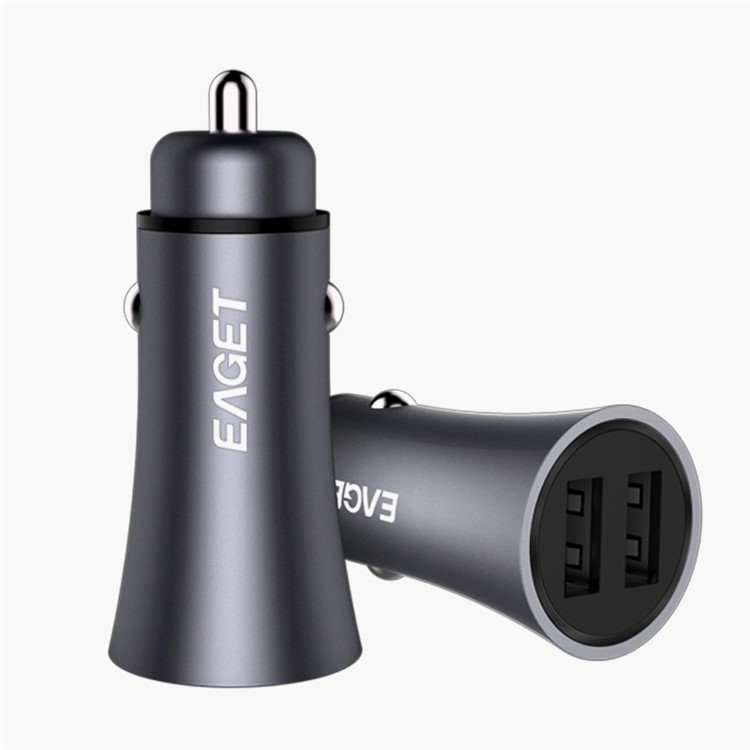 EAGET Mini Dual USB Universal Car Charger for iPhone Samsung Huawei LG Etc - Grey-1