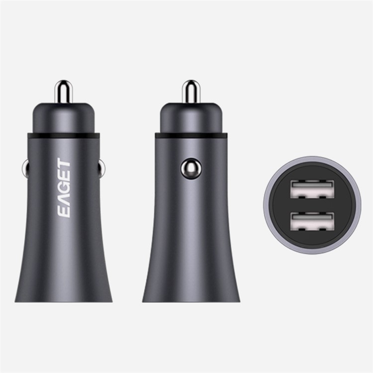 EAGET Mini Dual USB Universal Car Charger for iPhone Samsung Huawei LG Etc - Grey-2