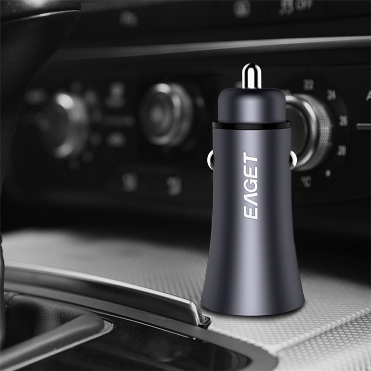 EAGET Mini Dual USB Universal Car Charger for iPhone Samsung Huawei LG Etc - Grey-9