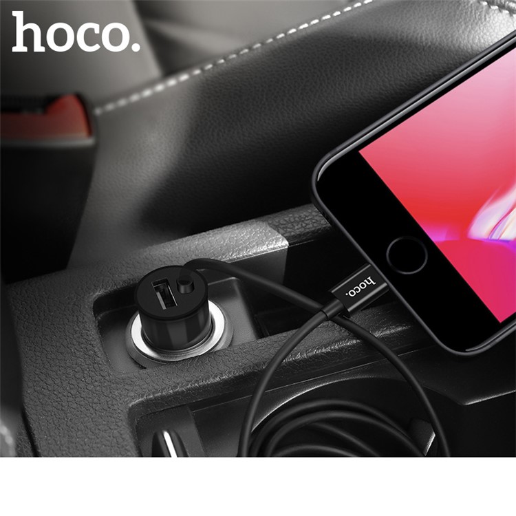 HOCO Z17 5V/3.1A Single USB Car Charger with Built-in 1m Micro USB Cable for Samsung Huawei etc.-5