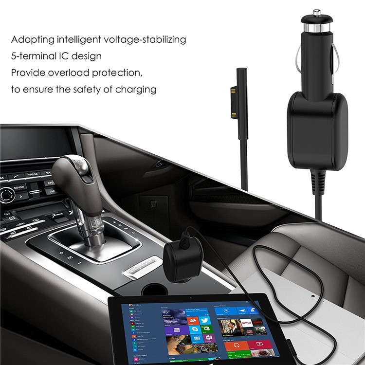 12V 2.58A Car Power Supply Adapter Laptop Cable Charger for Microsoft Surface Pro 3 & Pro 4 (i5/i7)-5