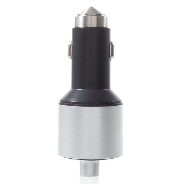 Bluetooth FM Transmitter Dual USB Car Charger with Emergency Hammer - Silver Color-6