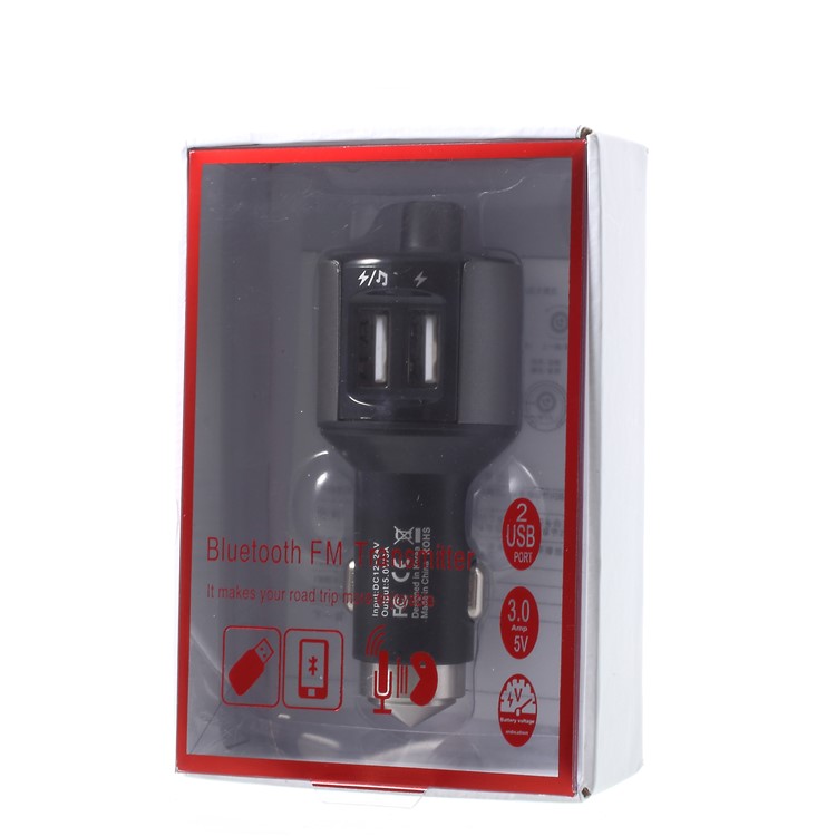 Bluetooth In-car MP3 Player FM Transmitter Dual USB Car Charger with Emergency Hammer - Grey-7