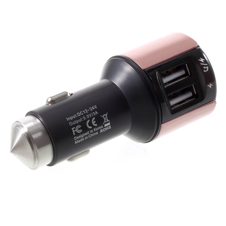 Dual USB Car Charger Bluetooth FM Transmitter Support Hands-free Calling - Rose Gold Color-1