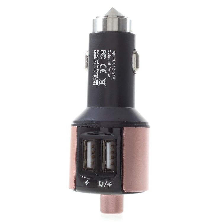 Dual USB Car Charger Bluetooth FM Transmitter Support Hands-free Calling - Rose Gold Color-2