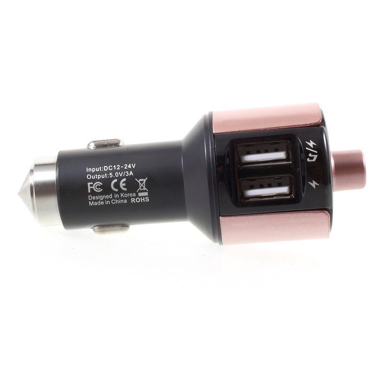 Dual USB Car Charger Bluetooth FM Transmitter Support Hands-free Calling - Rose Gold Color-4