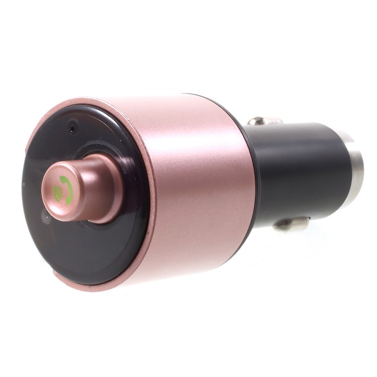 Dual USB Car Charger Bluetooth FM Transmitter Support Hands-free Calling - Rose Gold Color-5