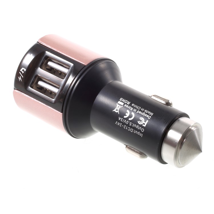 Dual USB Car Charger Bluetooth FM Transmitter Support Hands-free Calling - Rose Gold Color-6