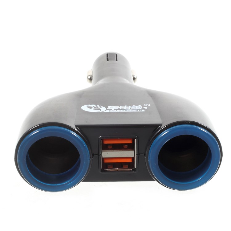 90W 12V/24V Dual USB Car Charger with Dual Cigarette Lighter Sockets for Phones Tablets-4