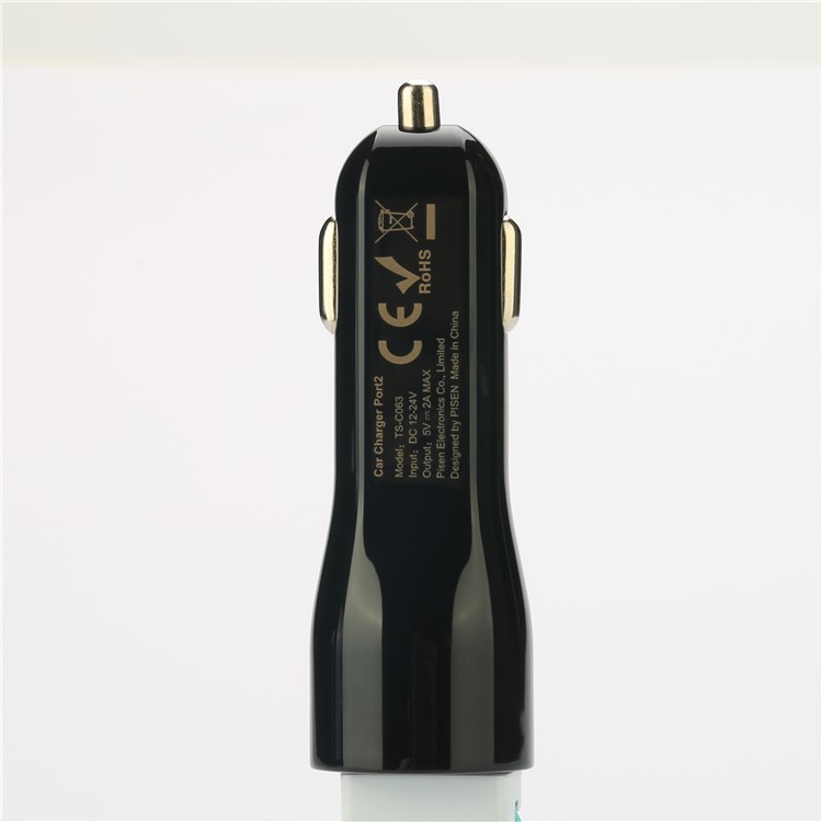 PISEN TS-C063 Dual USB Ports 2A Car Charger for iPhone iPad Samsung Smartphones - Black-11