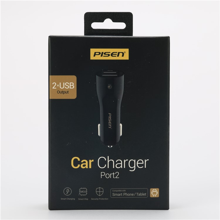 PISEN TS-C063 Dual USB Ports 2A Car Charger for iPhone iPad Samsung Smartphones - Black-13