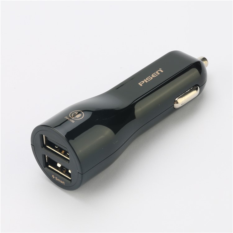 PISEN TS-C063 Dual USB Ports 2A Car Charger for iPhone iPad Samsung Smartphones - Black-3