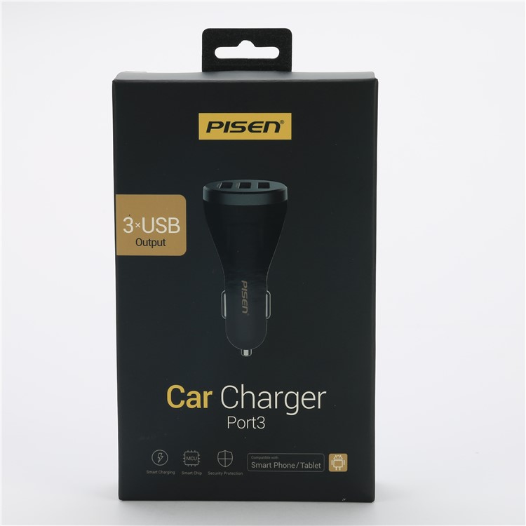 PISEN TS-C073 3 USB Ports 2.4A Car Charger for iPhone iPad Samsung Smartphones Tablets - Black-13