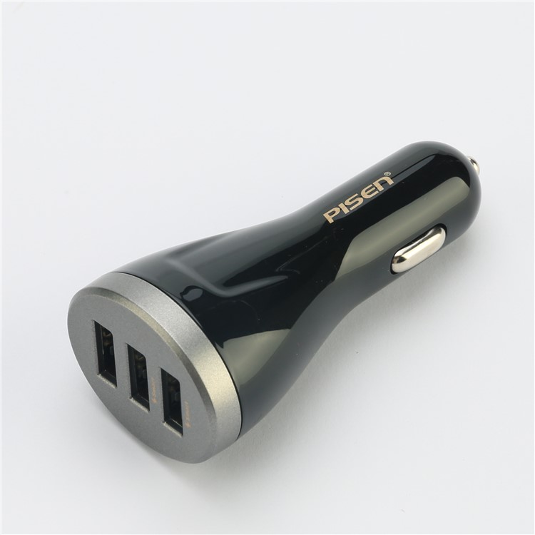 PISEN TS-C073 3 USB Ports 2.4A Car Charger for iPhone iPad Samsung Smartphones Tablets - Black-4
