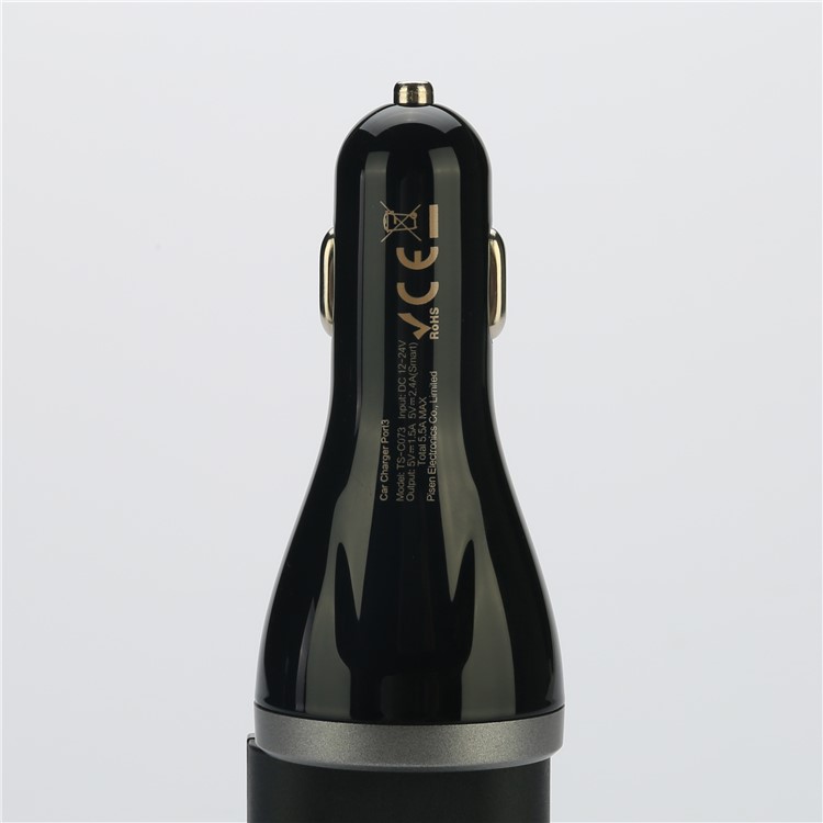 PISEN TS-C073 3 USB Ports 2.4A Car Charger for iPhone iPad Samsung Smartphones Tablets - Black-9