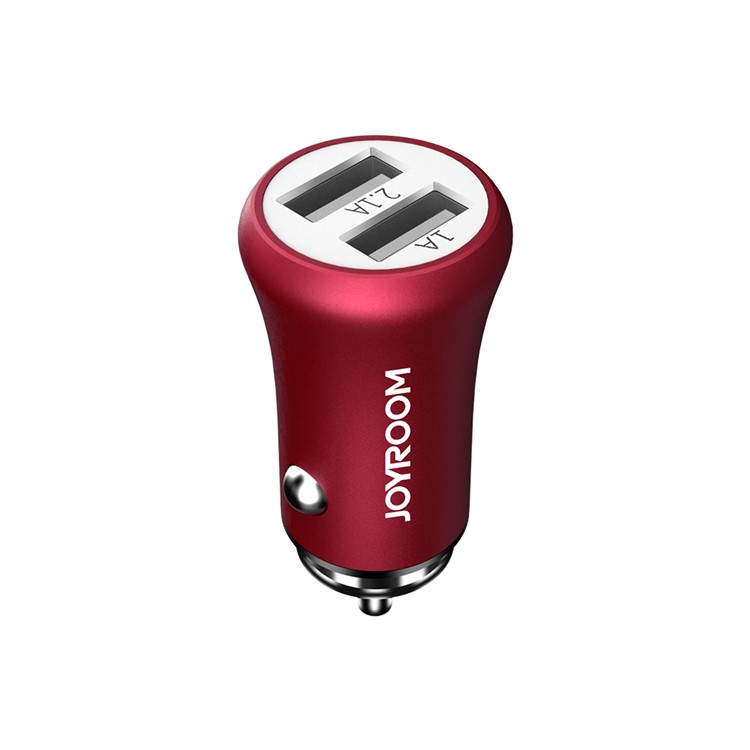 JOYROOM F635 Metal Dual USB Ports 3.1A Smart Car Charger for iPhone iPad Samsung - Red-1