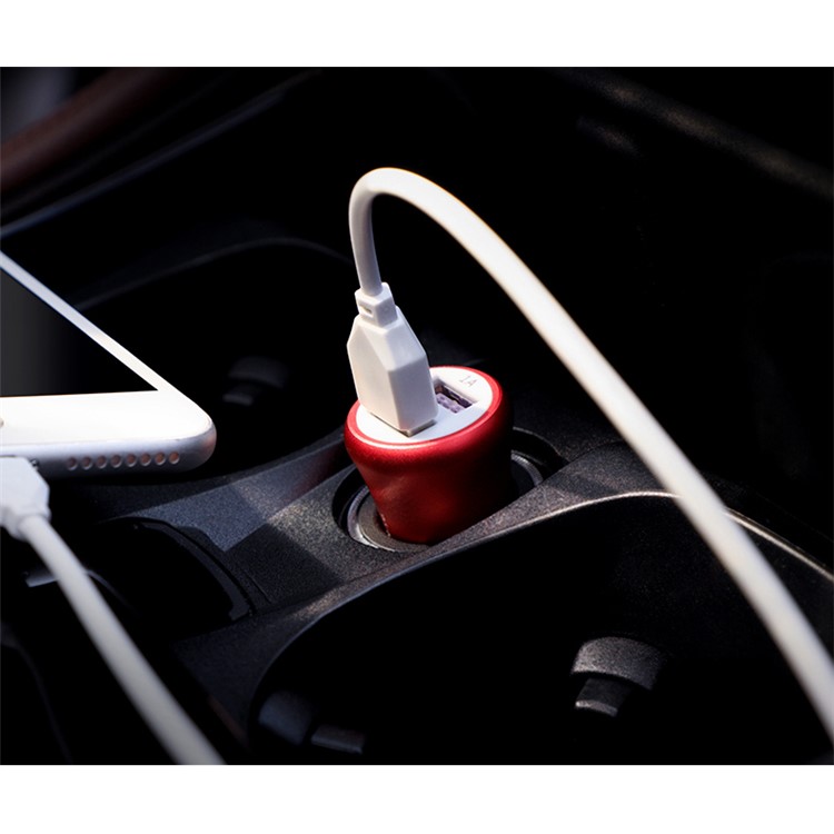 JOYROOM F635 Metal Dual USB Ports 3.1A Smart Car Charger for iPhone iPad Samsung - Red-2
