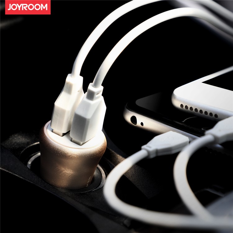 JOYROOM F635 Dual USB Ports 3.1A Car Charger for iPhone iPad Samsung - Gold Color-2