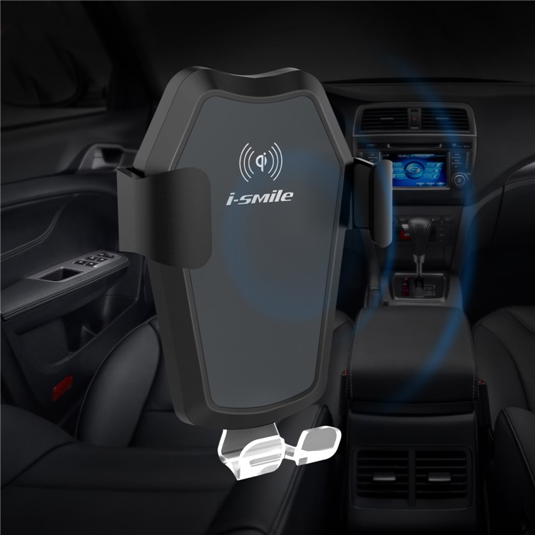 ISMILE Qi Wireless Charging Gravity Air Vent Car Mount Smartphone Holder for iPhone Samsung - Black-1