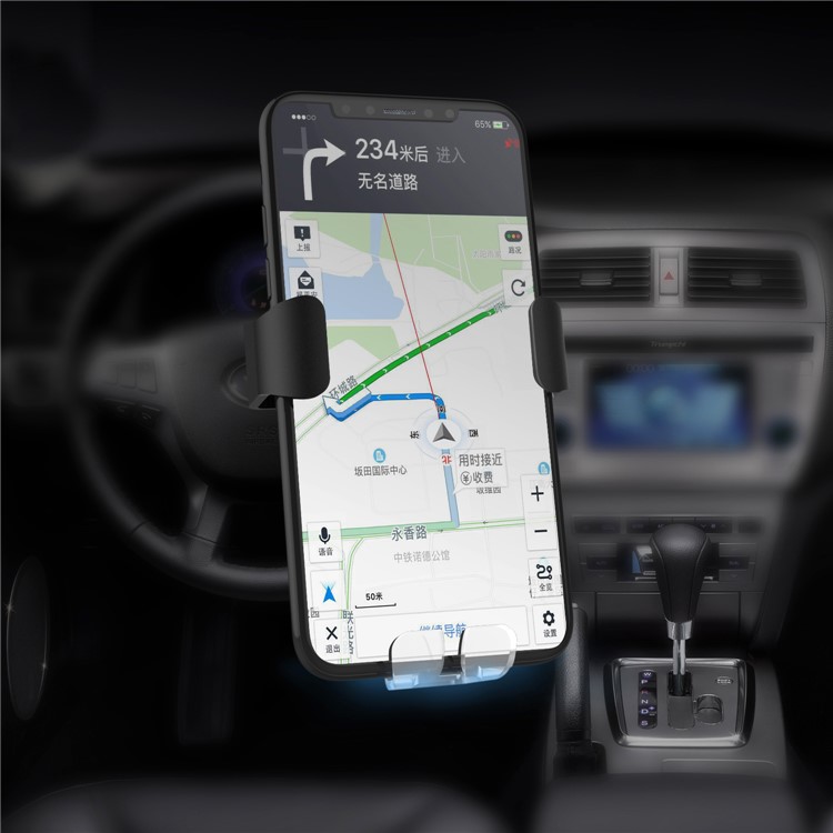 ISMILE Qi Wireless Charging Gravity Air Vent Car Mount Smartphone Holder for iPhone Samsung - Black-2