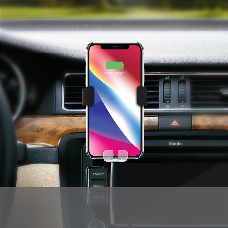 ISMILE Qi Wireless Charging Gravity Air Vent Car Mount Smartphone Holder for iPhone Samsung - Black-3