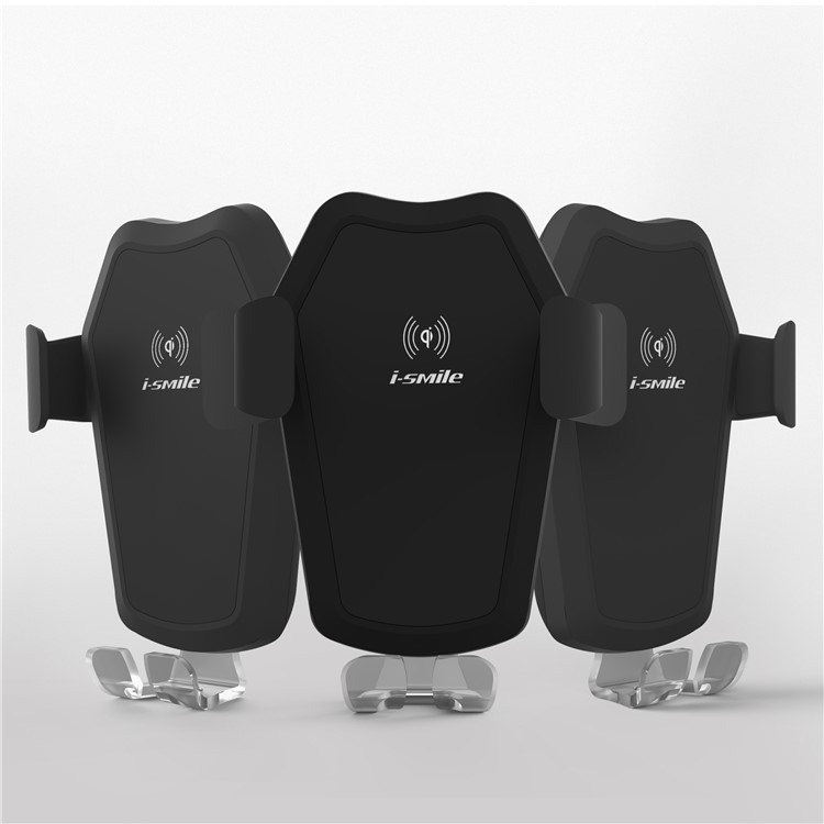 ISMILE Qi Wireless Charging Gravity Air Vent Car Mount Smartphone Holder for iPhone Samsung - Black-7