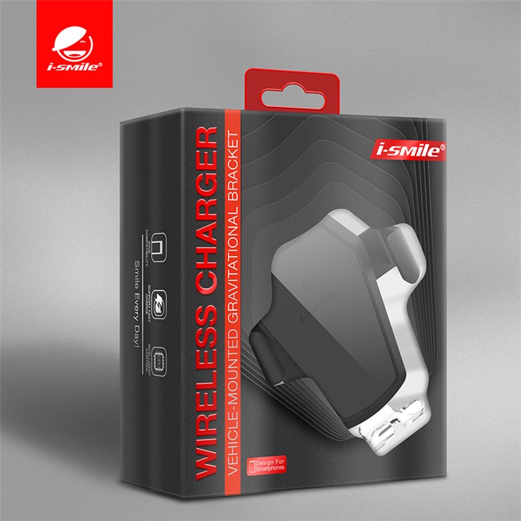 ISMILE Qi Wireless Charging Gravity Air Vent Car Mount Smartphone Holder for iPhone Samsung - Black-8
