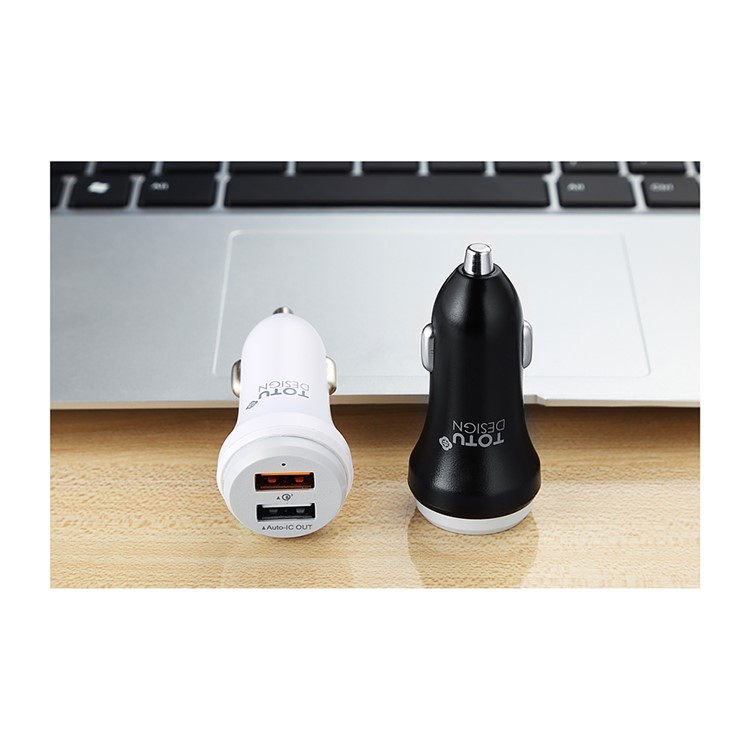 TOTU Bullet Series CC15 QC3.0 Dual USB Fast Car Charger for iPhone Samsung Huawei - Black-5