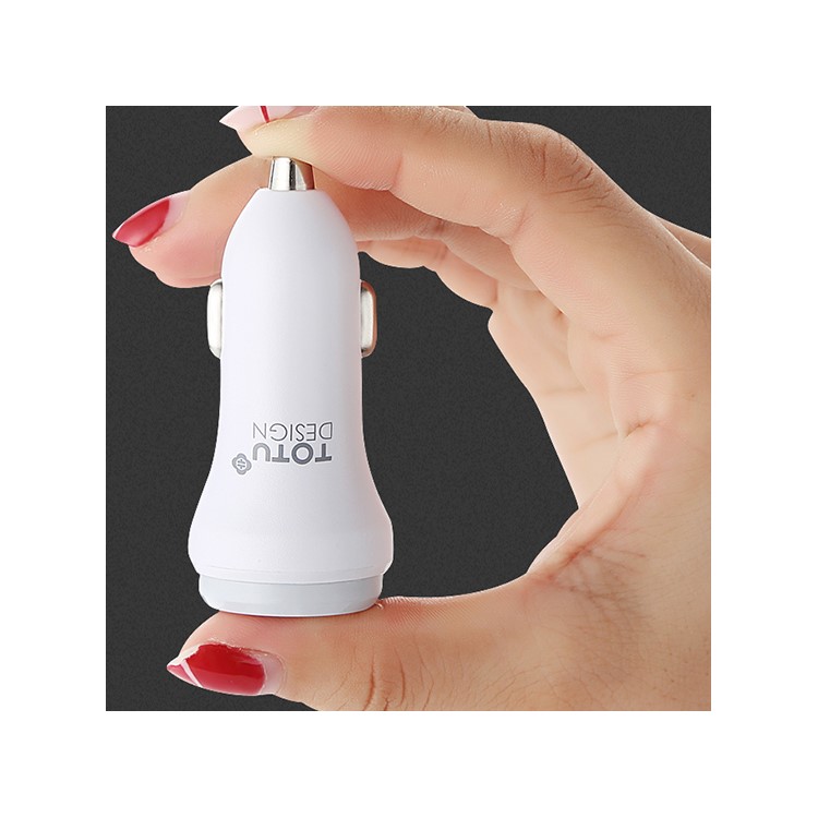 TOTU Bullet Series CC15 QC3.0 Dual USB Smart Car Charger for iPhone Samsung Huawei - White-3