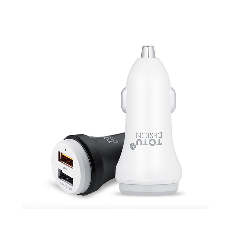 TOTU Bullet Series CC15 QC3.0 Dual USB Smart Car Charger for iPhone Samsung Huawei - White-5