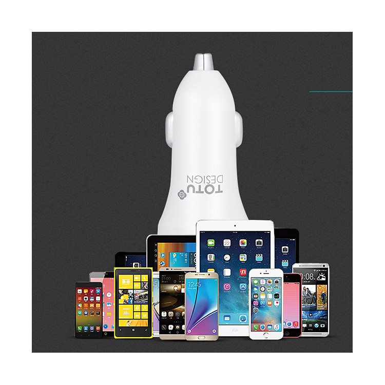TOTU Bullet Series CC15 QC3.0 Dual USB Smart Car Charger for iPhone Samsung Huawei - White-6