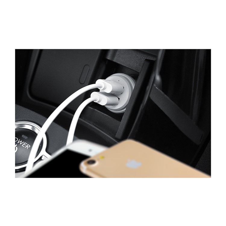 TOTU Bullet Series CC15 QC3.0 Dual USB Smart Car Charger for iPhone Samsung Huawei - White-8