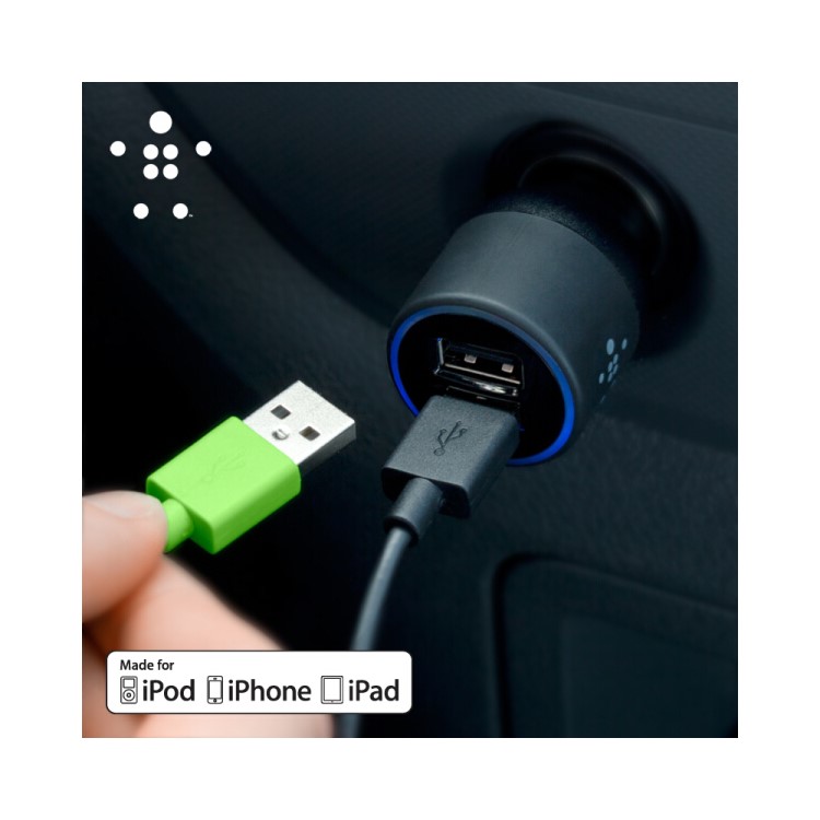 BELKIN Original 2.1A Dual USB Port Car Charger + 1.2M Lightning 8Pin Cable Kit (F8J071bt04)-4