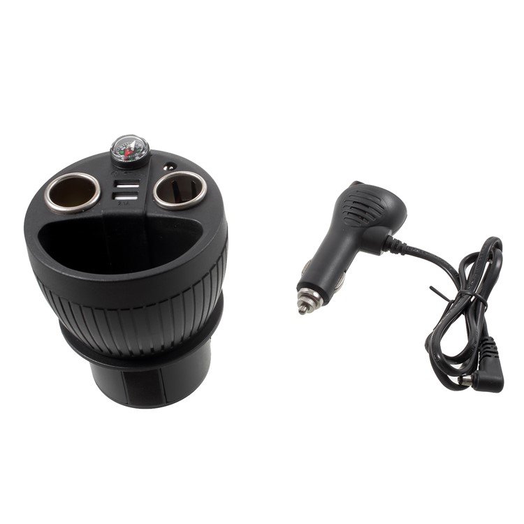 OLESSON No.1640 Voltage Display 1 to 2 Car Cigarette Lighter Socket & Dual USB Car Charger with Compass-11