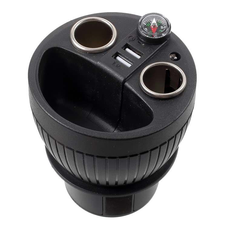 OLESSON No.1640 Voltage Display 1 to 2 Car Cigarette Lighter Socket & Dual USB Car Charger with Compass-3