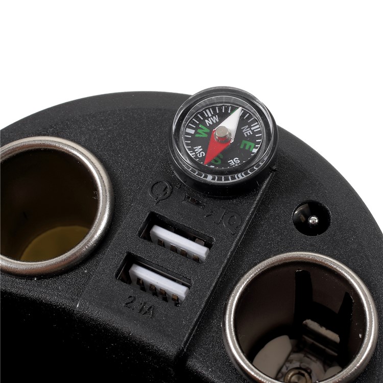 OLESSON No.1640 Voltage Display 1 to 2 Car Cigarette Lighter Socket & Dual USB Car Charger with Compass-8