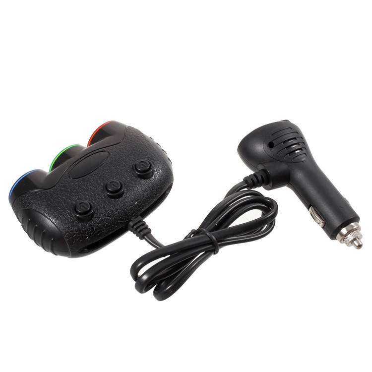 OLESSON 1633 Universal 120W Three Cigarette Lighter Sockets USB Car Charger with Digital Display-3