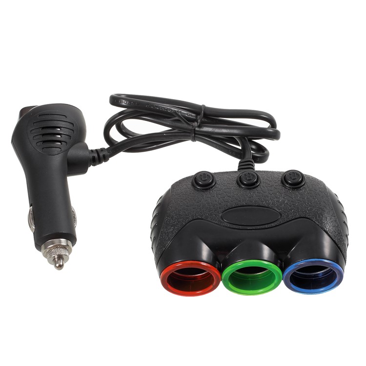 OLESSON 1633 Universal 120W Three Cigarette Lighter Sockets USB Car Charger with Digital Display-8