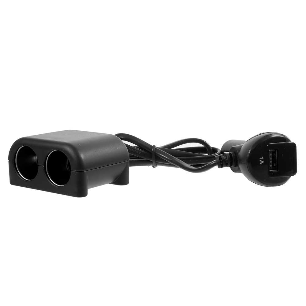 Olesson No.1641 120W 12V / 24V 1 A 2 Sockets Cigarro Do Carro Splitter Com Uma Porta USB - Preto