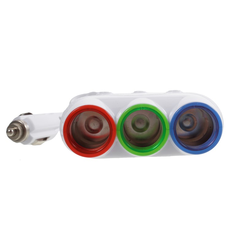 OLESSON 1632 120W 3-Socket Cigarette Car Lighter Power Adapter DC Outlet Sliptter - White-5