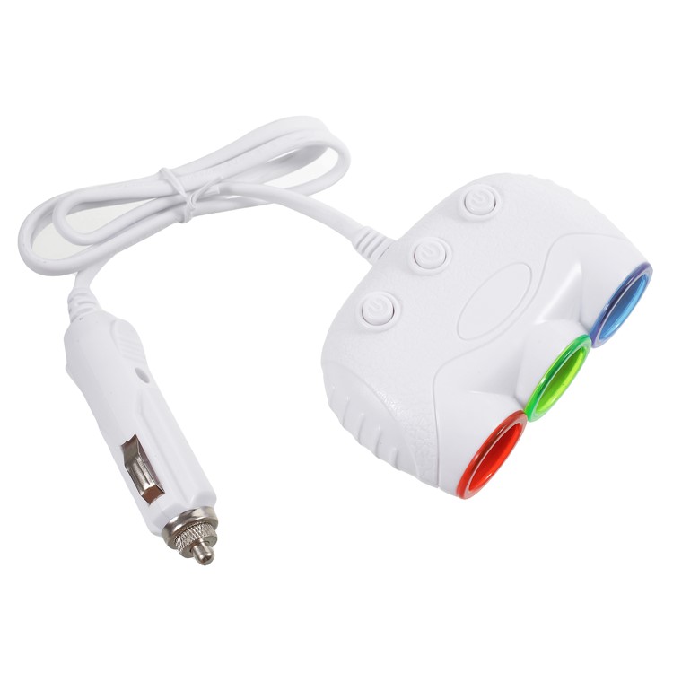 OLESSON 1632 120W 3-Socket Cigarette Car Lighter Power Adapter DC Outlet Sliptter - White-7