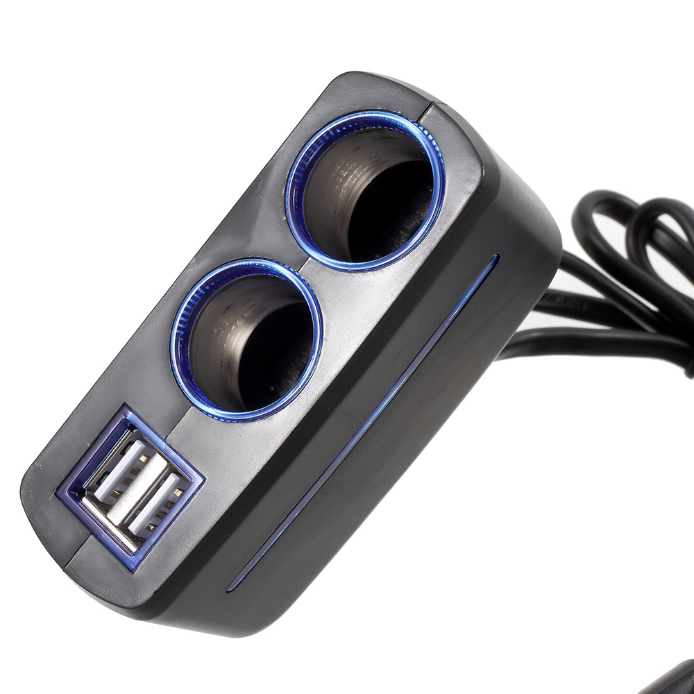 Olesson 1638 120W da 1 a 2 Accendino Più Aderente e Caricabatterie Per Auto USB a Doppio USB - Nero