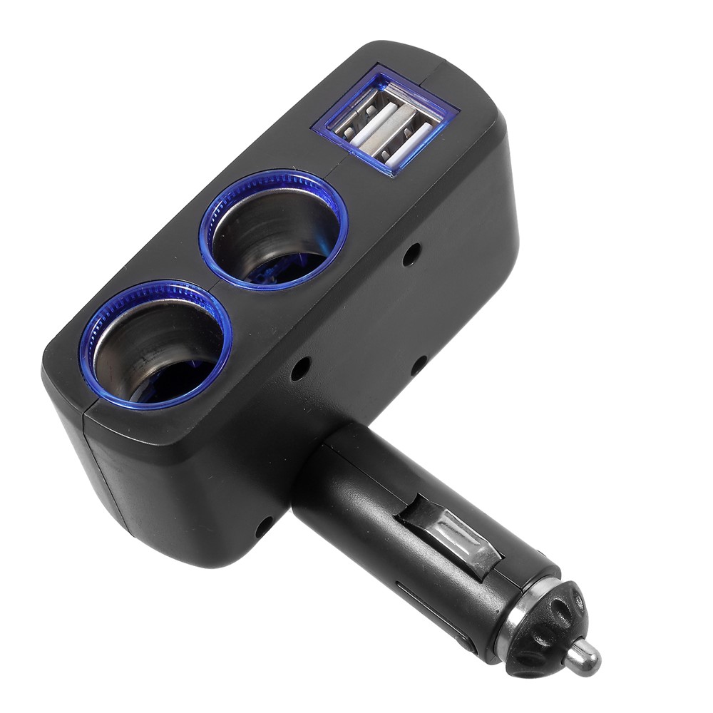 OLESSON 1630 90° Rotary Joint 120W 1 to 2 Cigarette Lighter Sockets + Dual USB Car Charger - Black-4