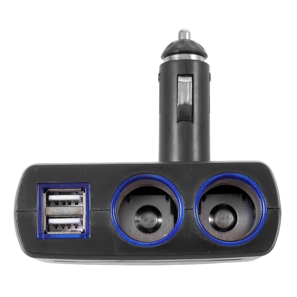 Olesson 1630 90 ° Giunto Rotante da 120W da 1 a 2 Accendino a Sigaretta + Dual USB Car Charger - Nero